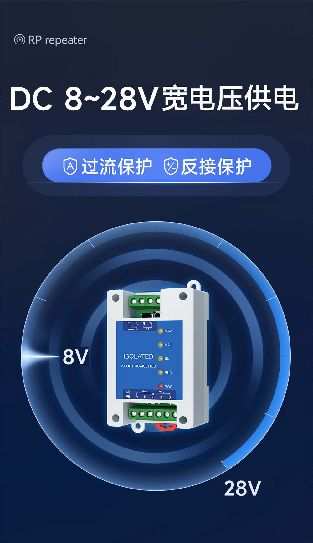 E810-R21-RS485中继器宽电压