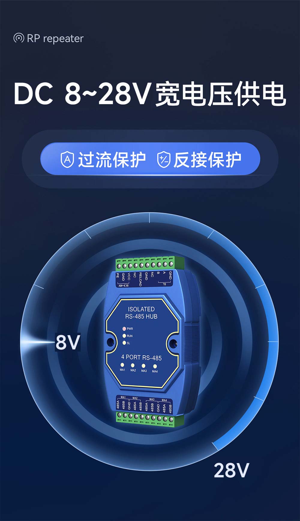 E810-R41-RS485中继器宽电压