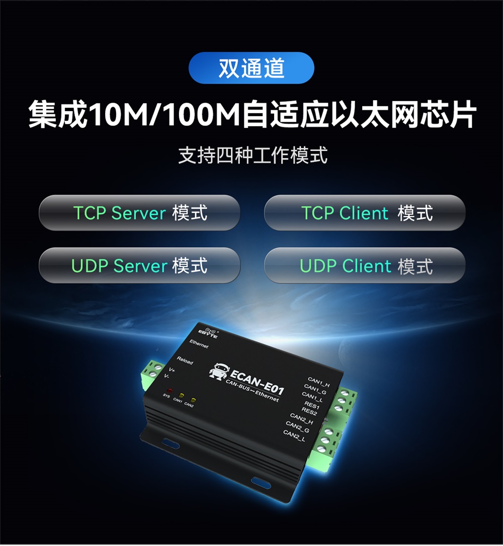 ECAN-E01-V2 CAN转以太网协议转换器 (2)