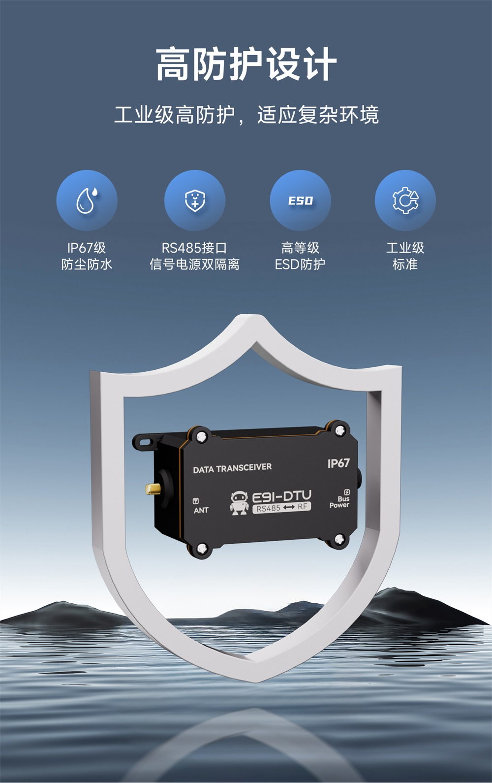 E91-DTU(900SL30)防尘防水LoRa数传电台 (5)