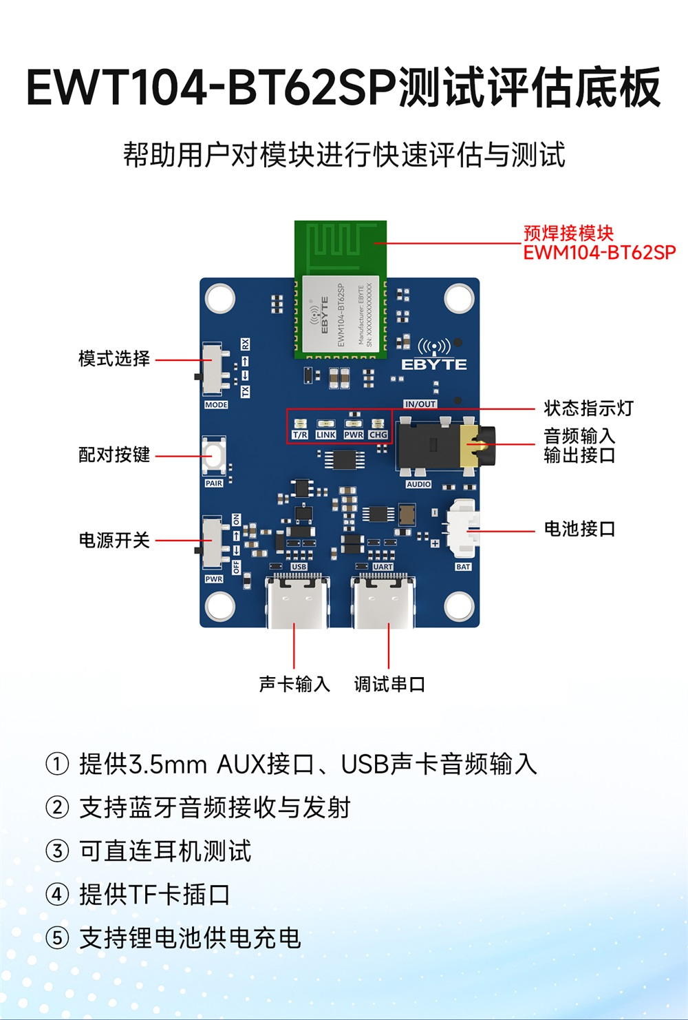 EWM104-BT62SP 蓝牙音频收发模块 (10)